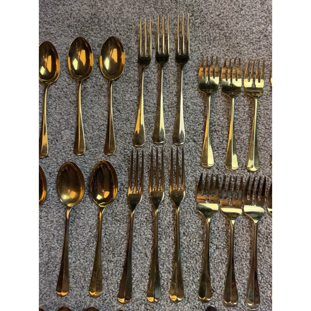44Pieces Sheffield England Stainless Steel Gold Color Flatware Bundle